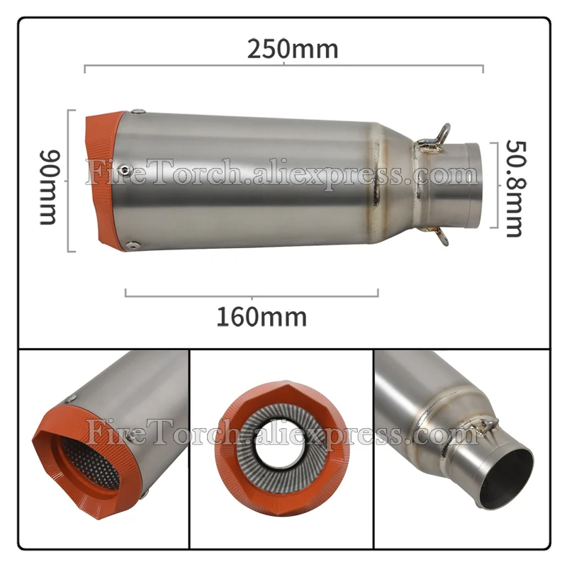 Slip On For KTM DUKE 790 890 KTM790 KTM890 Motorcycle Double Exhaust warehouseC Muffler 51MM DB Killer Escape Titanium Middle Link Pipe - Image 5