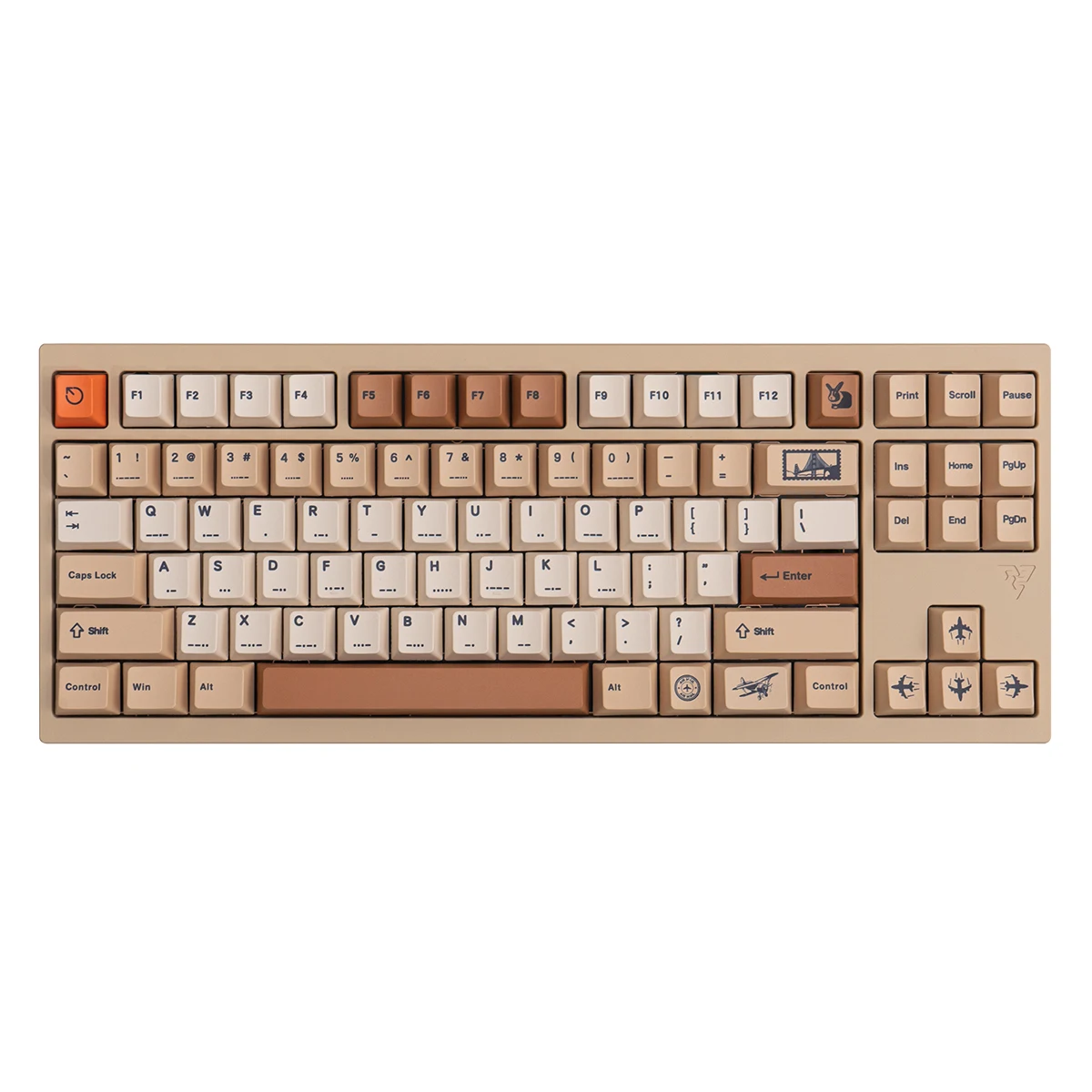 Retro Stamp Tema Keycaps com Barra de Espaço Split Sublimação Pbt Dye Caps Chave Lightproof Perfil Cherry 1.75u 2u Shift Set - Imagem 4