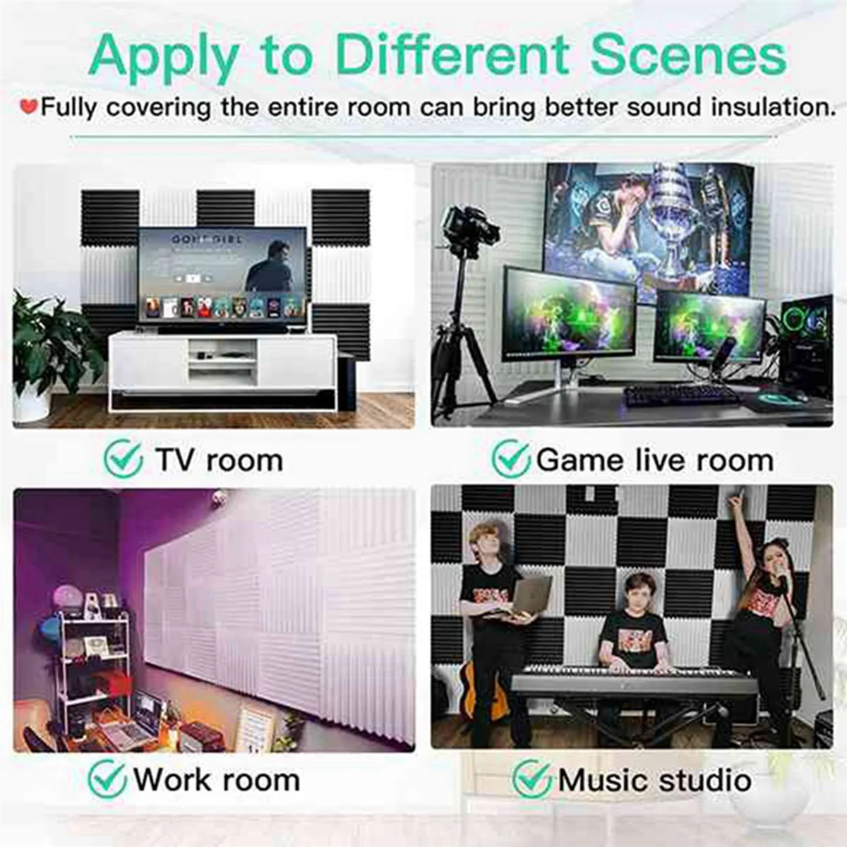 

60Pcs Acoustic Foam Board,Studio Wedge Tile,Acoustic Foam Soundproof Pyramid Studio Treatment Wall Panel,Etc,2.5X30X30cm