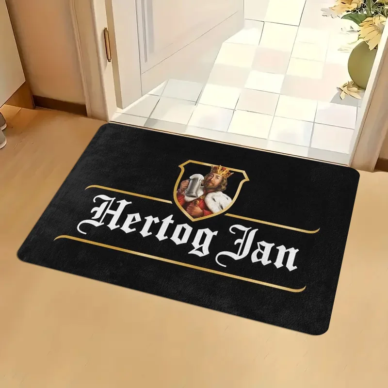VIKAMA Hertog Jan Beer 공동 브랜드 도어매트 블랙 골드 빈티지 스타일 미끄럼 방지 먼지 방지 러그 홈 입구 바 바닥 매트