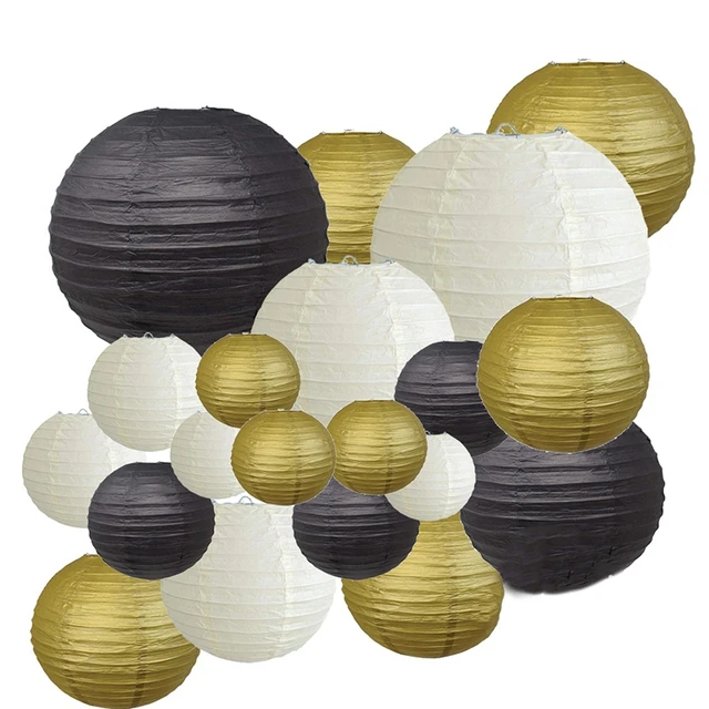 Decorative Party Paper Lanterns 20 Pcs Gold White Black Round  Japanese/Chinese Lantern Lanterne Papier For Wedding Outdoor Decor -  AliExpress