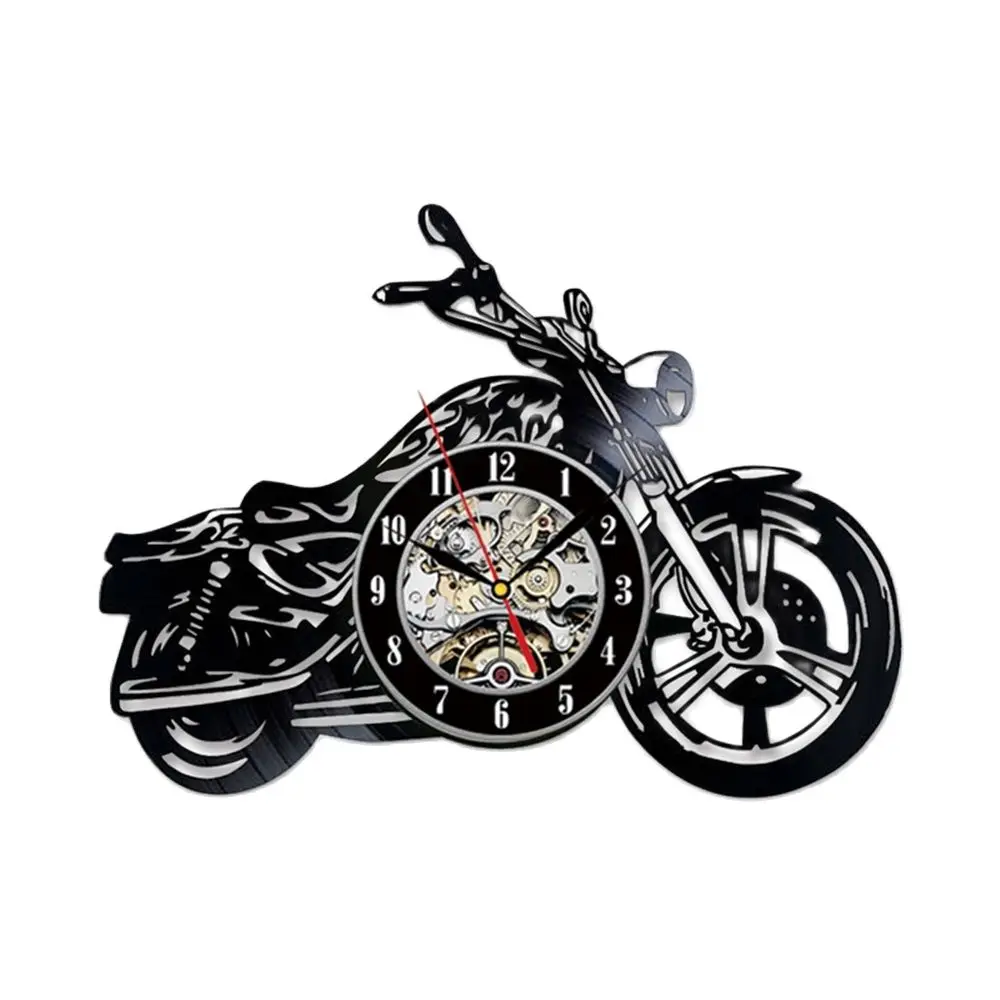 Jam Dinding 3D Dengan Led Motore Bentuk Bercahaya Pengendara Motor Jam Perekam Vinil Jam Dinding Motor Jam Dekorasi Rumah