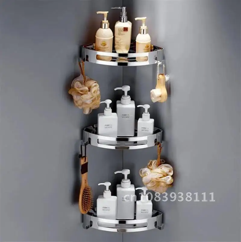 

Bathroom Shampoo Shower Shelf Holder 3 Layers Corner Shower Shelf Kitchen Storage Rack Punch Free Kitchen Tripod Corner Stand