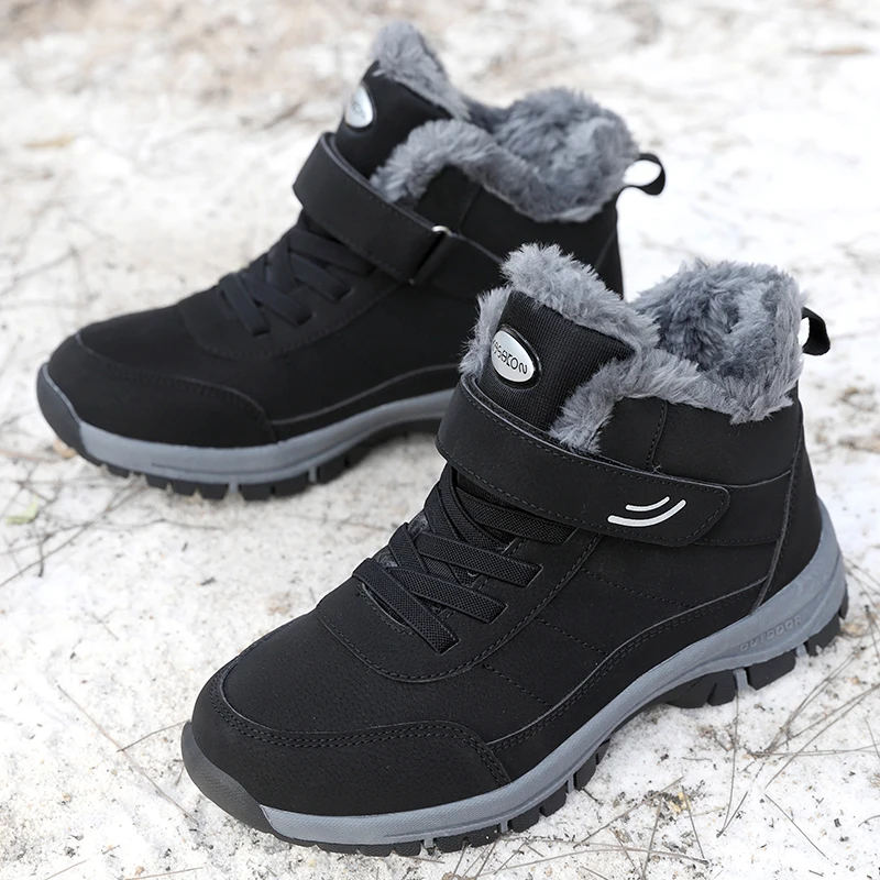 Boots Men's Women Slip On Winter Shoes For Men Waterproof Ankle Boots Winter Male Snow Botines Black Botas Femininas winter snow boots,men boots,women hiking boots
