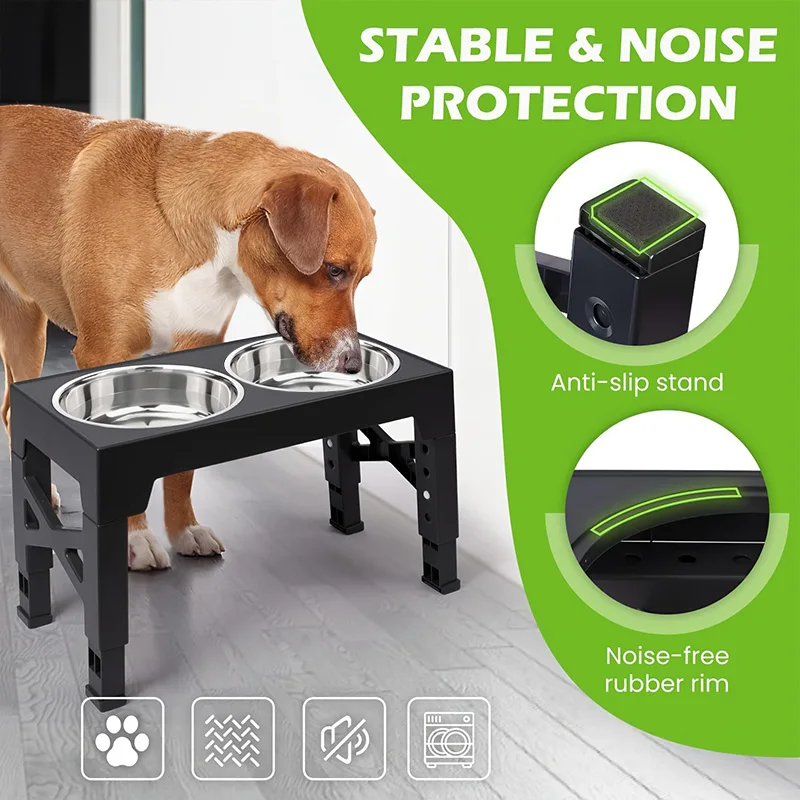 Elevated Dog Feeder Dogs Bowls Adjustable Raised Stand with Double Stainless Steel Food Water Bowls for Small Medium Large Dogs 6