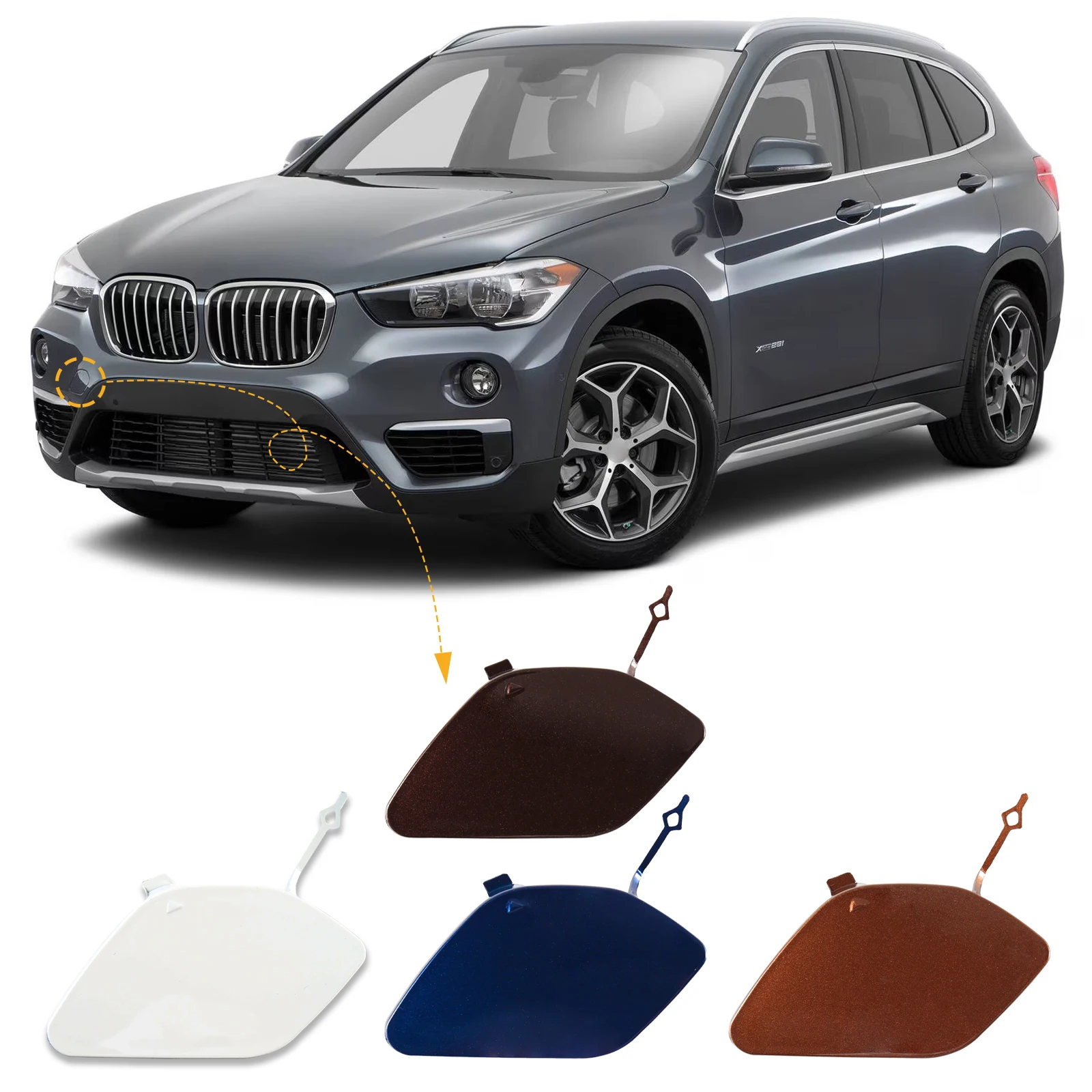 フロントバンパー牽引フックキャップ牽引アイカバー、BMW X1 F48 お 