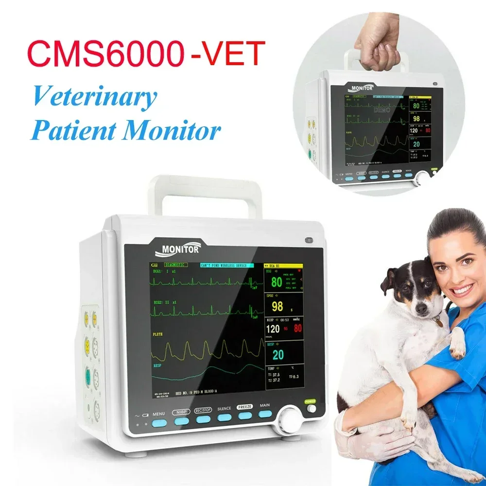 CMS6000 Portable Veterinary Monitor Oximeter detector Monitor 8" Pet Vital Sign