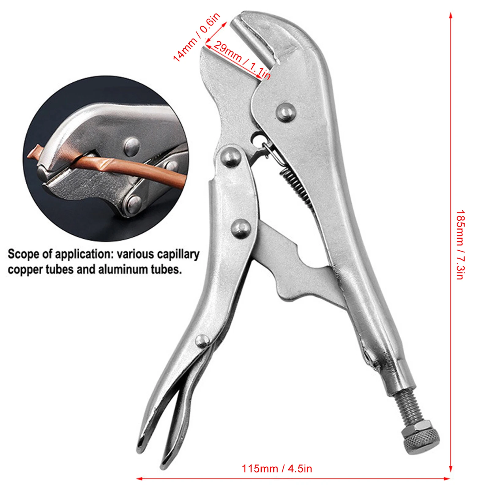 Pinch Off Pliers Tool, Leakage Free 7mm C45 Steel Lock Pliers Straight Jaw For Sealing