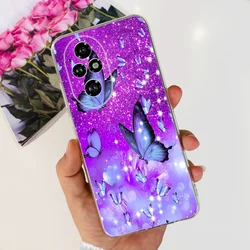 Custodia per telefono in silicone morbido dipinta con gatto carino e farfalla