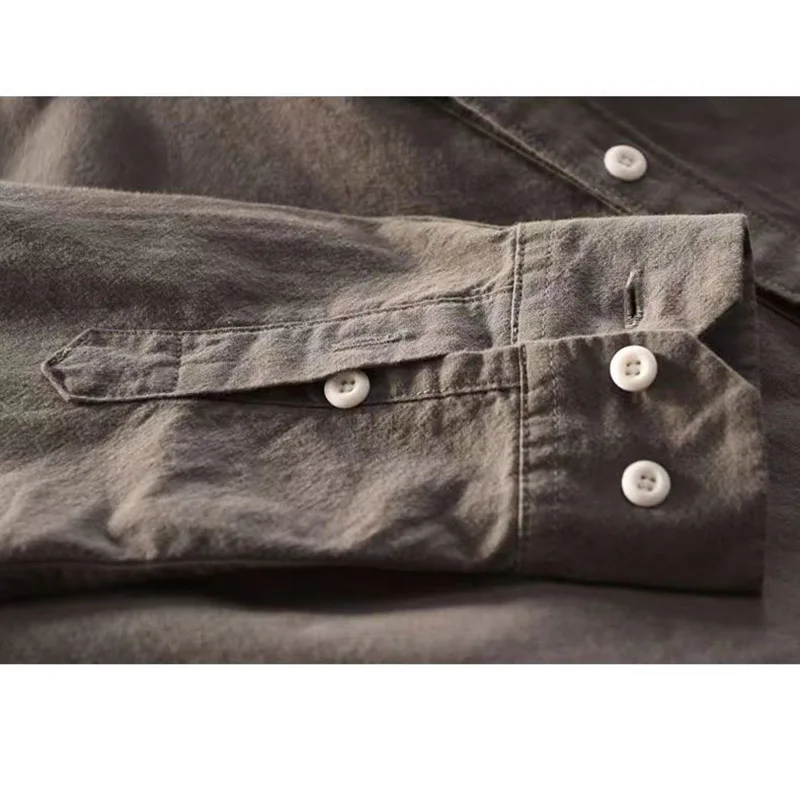 Men's 100% Cotton Shirt Long Sleeve Lapel Autumn Shirt Fashion Simple Casual Solid Color Shirt Coat Business Casual Shirt Tops