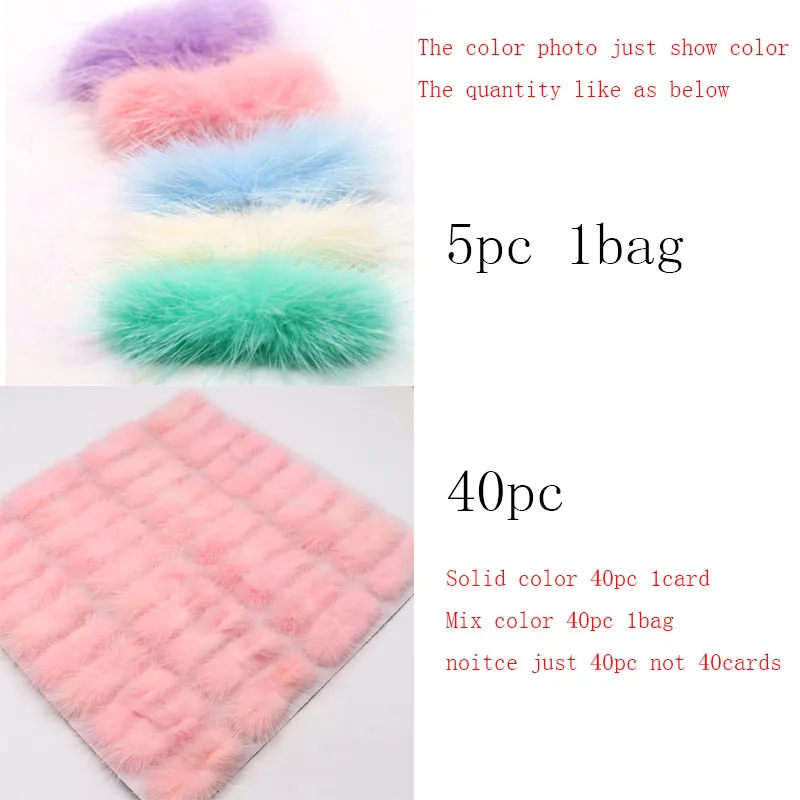 5pc/40pcs Fur Pompoms Bowknot 2-3cm*6-7cm Bow Tie Mink Pom Poms Soft Pompon DIY Hair Accessories Decor Clothing Hats Supplies