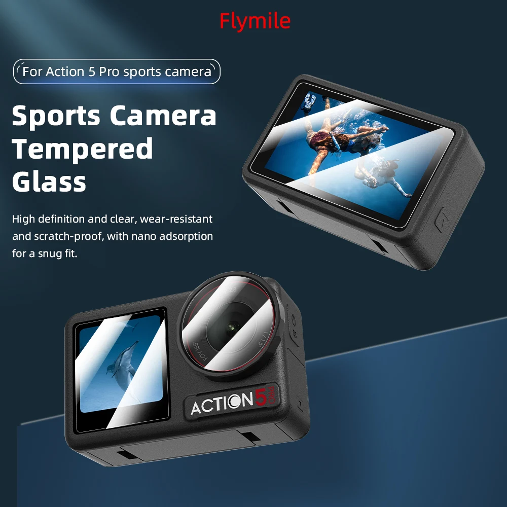 Description Picture 2 of itemFlymile Tempered Glass Filmfor DJI Osmo Action 5 Pro Screen Cover HD Film Ultra-thin and Sensitive Action Camera Accessories