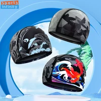 Fashion Adult Swim Cap Unisex Flame Printed Swimming Cap Comfortable Non Slip Fabric Swimming Caps Swimming Accessories 1