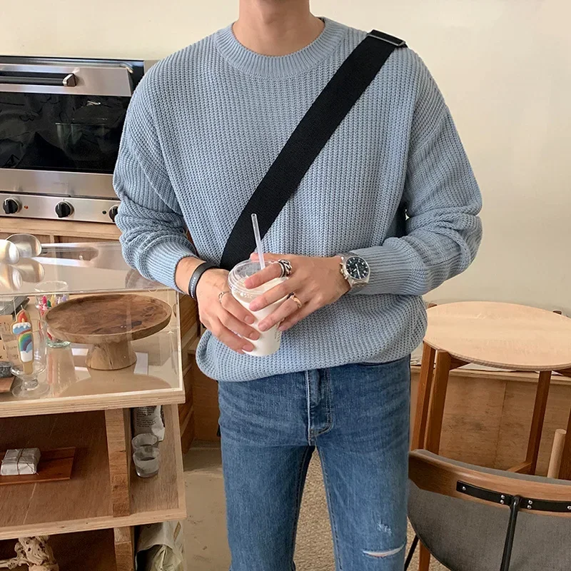 

Boys Green Knitted Sweaters Korean Long Sleeve Knit Top Casual Pullover Men Knitted Sweater Oversize Knitwear Male Knit Top XXL