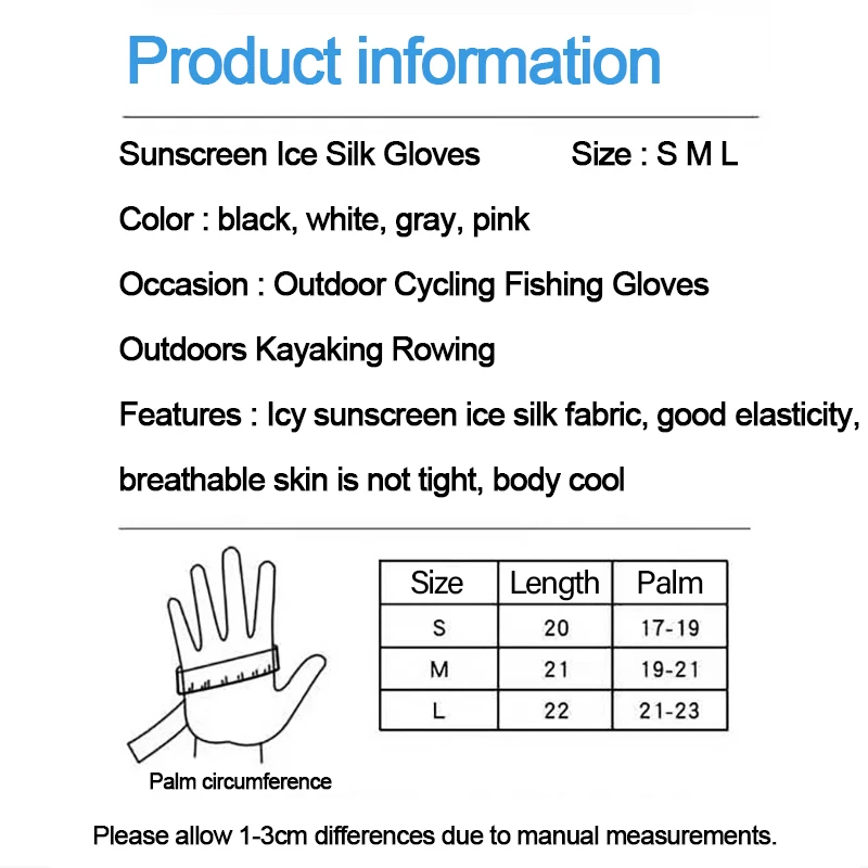 Ice Silk Gloves Men's Summer Thin Outdoor Cycling Driving Anti-skid Sunscreen Fingerless Fishing Gloves Outdoors Kayaking Rowing