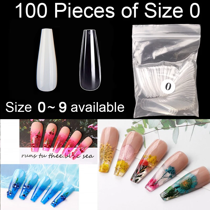 Unghie Finte Super Lunghe Bara Vendute Da Alcune Dimensioni 100 Pezzi Di Ballerina Punte Per Unghie Finte Copertura Completa Da 0 A Taglia 9 Disponibi