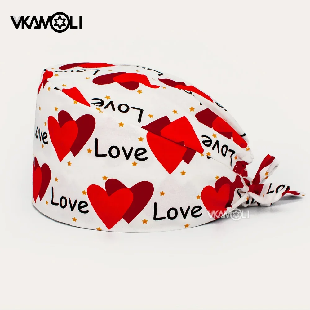 Multicolor LOVE printing nurse scrubs hat medical working women Scrub caps Health Workers veterinary Frosted Hat