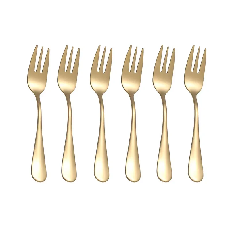 Stainless steel Dessert Fork 6pcs suitable for entertaining guests at home Fruit Fork Birthday Cake Silver Tableware cutlery set western style cutlery set picnic cutlery set stainless steel cutlery set