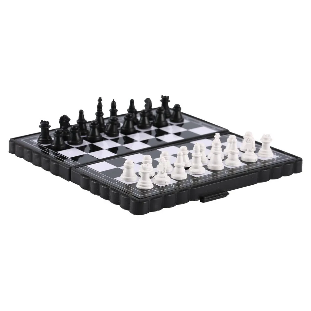 1 Set Mini International Chess Folding Magnetic Plastic Chessboard Board Game Portable Kid Toy Portable Outdoor Chess Set magnetic chess set
