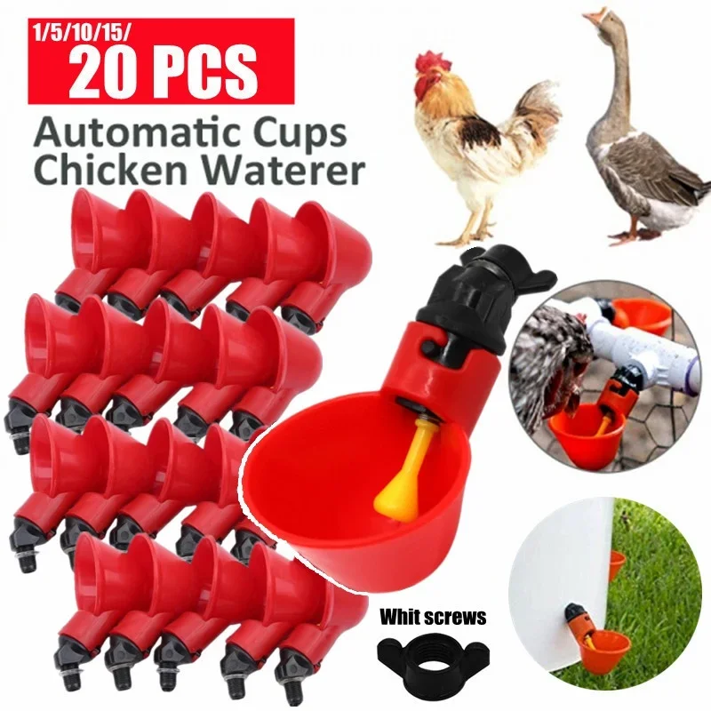 

5/10Pcs Automatic Chicken Waterer Cups,Plastic Backyards Chicken Water Feeder,Poultry Water Drinking Cups Bowls,Float Style Feed