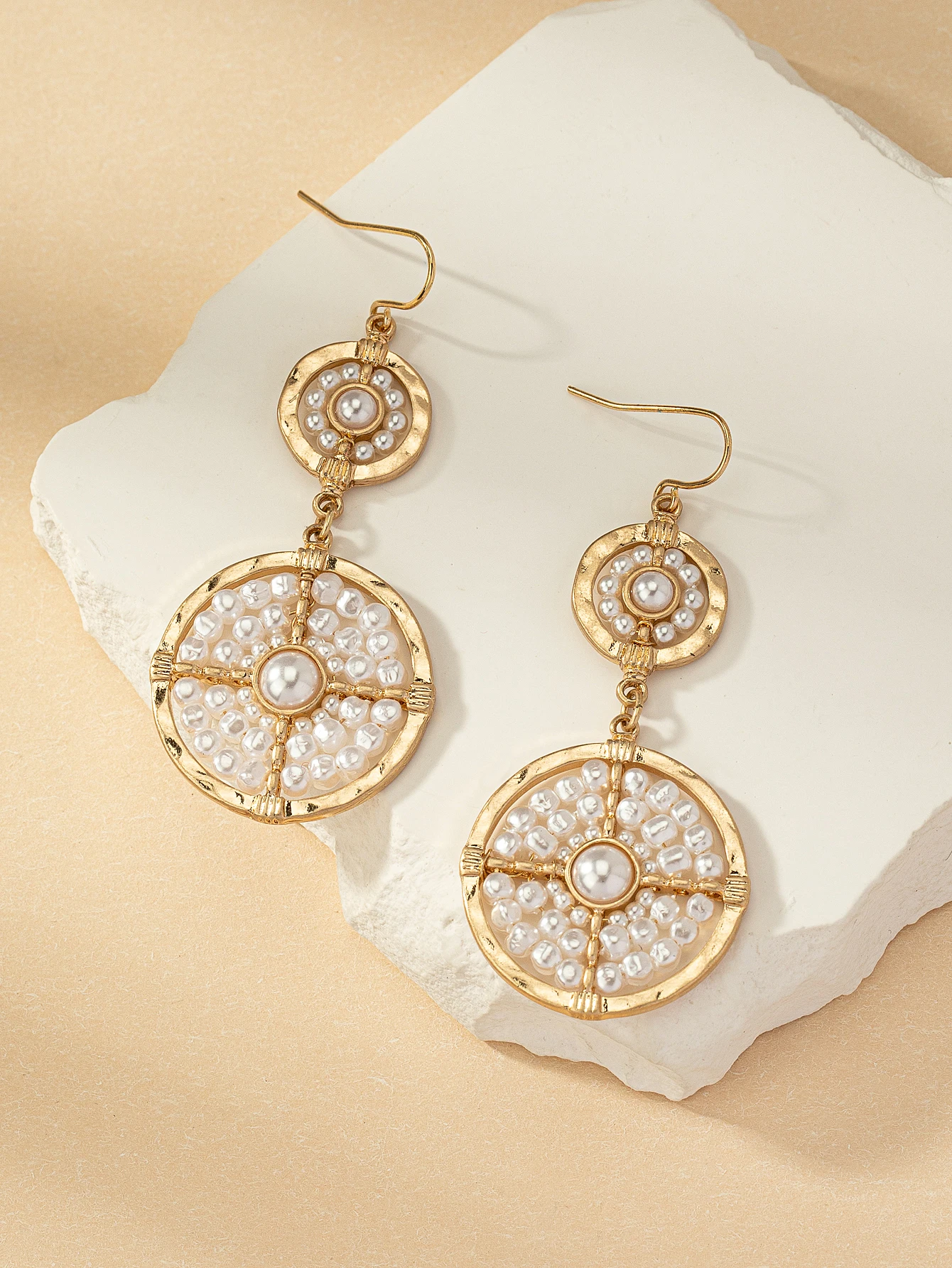 

Round Earrings For Women New in Elegant With Pearl Fashion Cute Romantic Style