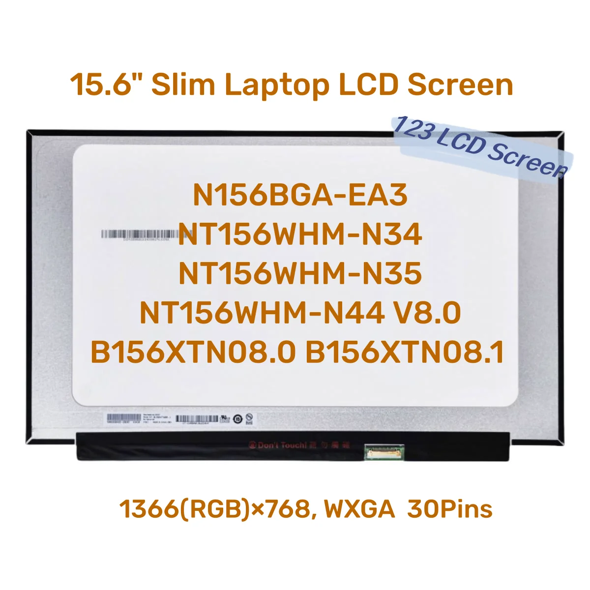 슬림 노트북 LCD 스크린 N156BGA-EA3 NT156WHM-N44, N34, N35, N30, B156XTN08.1, HD 1366x768, LED 교체 디스플레이 패널, 30 핀 EDP, 15.6 인치