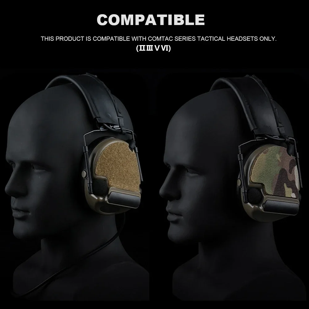 Tactical COMTAC Series Headset Magic Fastener Sticker 2-in-1 Patch for ComTac(ⅡⅢⅤⅥ) Hunting Shooting Noise Canceling Headphone