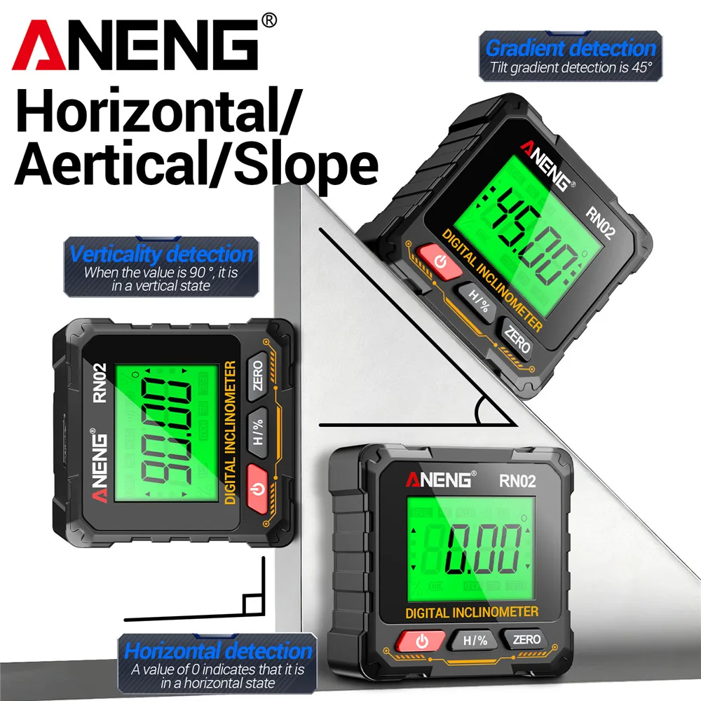 Laser Digital Inclinometer ANENG RN01/RN02/RN03 Angle Gauge 360&deg; Magnes Protractor 0.05&deg; Accuracy for Woodworking