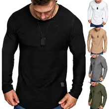 

2022 Spring Autumn New Fashion Men's T-shirt Fashion Solid Color Round Neck Slim Long-sleeved T-shirt Men's