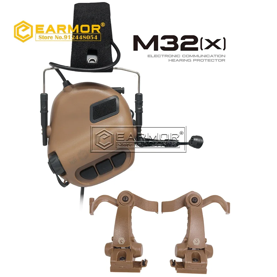 EARMOR M32X MOD4 Tactical Headset with Advanced Electronic Noise Reduction and Amplifying Pickup for RAC Rails