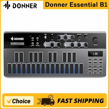 Donner Essential B1, Analog Bass Sequencer and Synthesizer with Intuitive User Interface, 128 Patterns Memory, Saturation