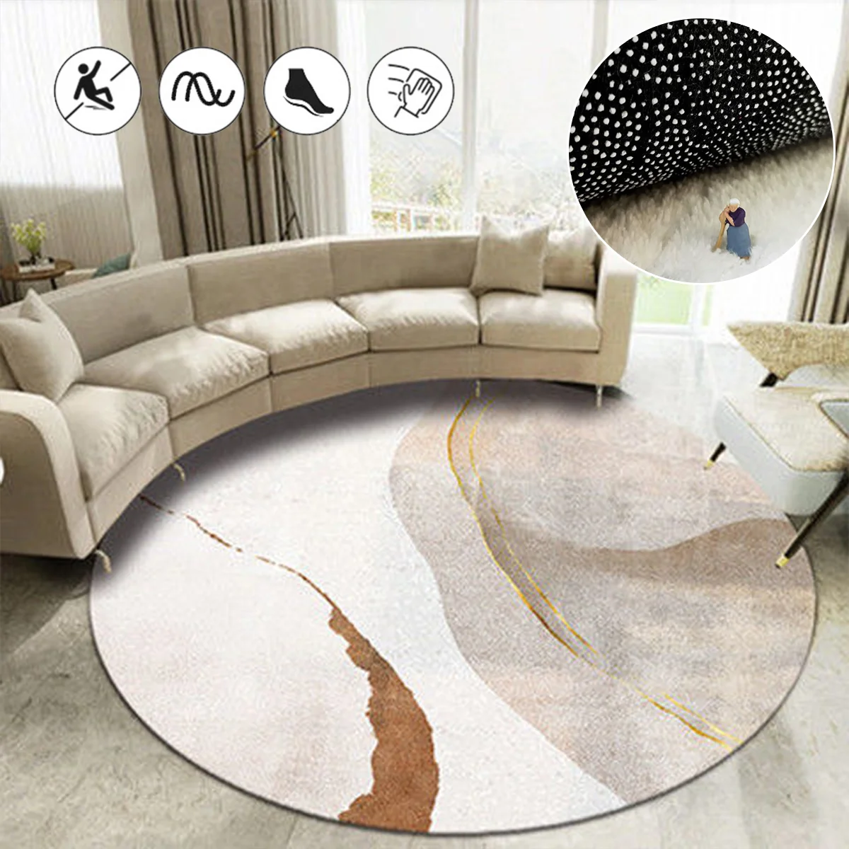 NordicHangingBasketRugsSwivelChairMatBedroomDecorRoundCarpetLivingRoomLargeArea