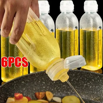 6/1PCS 300/500ml Kitchen Oil Bottle Plastic Seasoning Squeeze Bottle Dispenser for Salad BBQ Sauce Condiment Cooking Tool