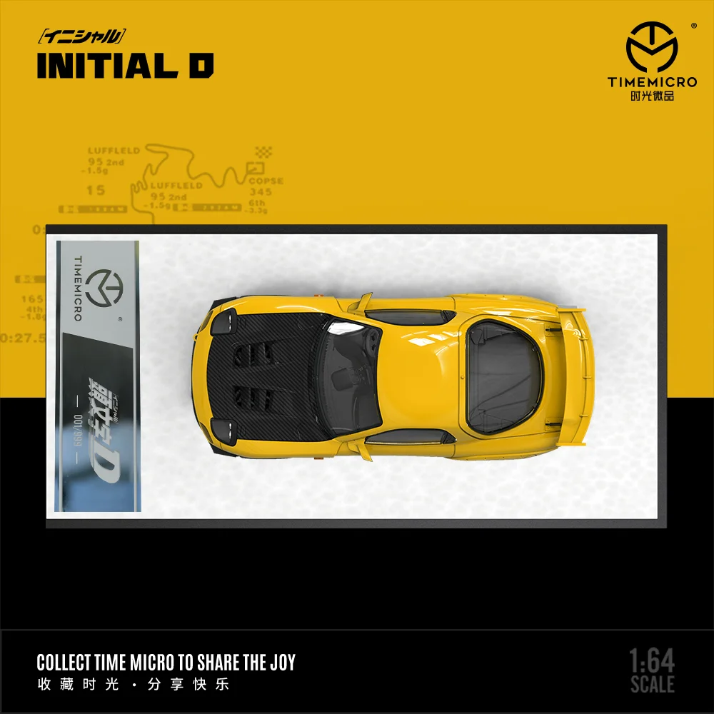 TimeMicro 1:64 Maz-da RX-7 Rain Palace Head Text D Comic Version Alloy Car Model Car for Collection& Display 6
