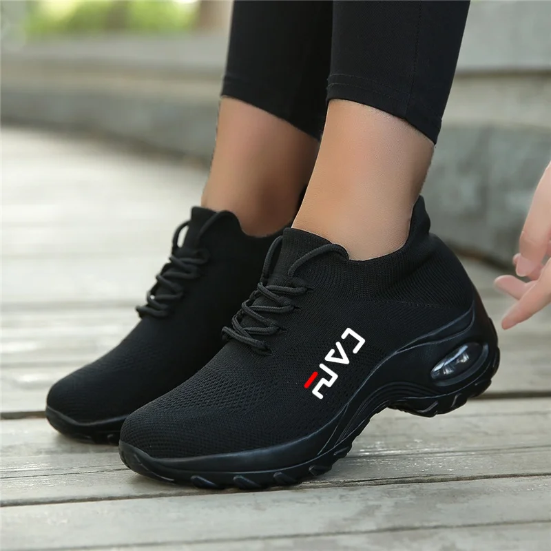 Women Tennis Shoes Breathable Mesh Height-increasing Slip-on Female Sock Footwear Outdoor Women Sneakers Thick Bottom Platforms