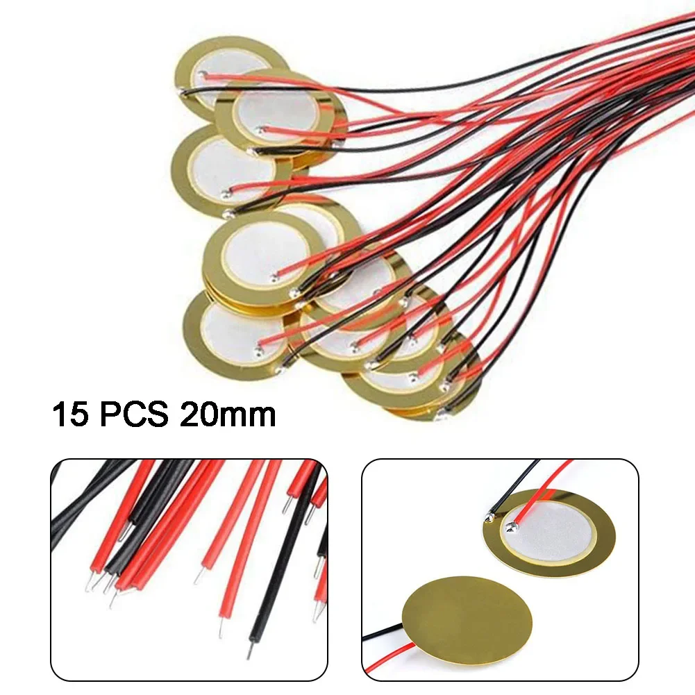 Advanced 20mm Piezo Discs Transducer for Superior Sound Detection Pack of 15 for Mic Drum Guitar Trigger and Acoustic Pickup