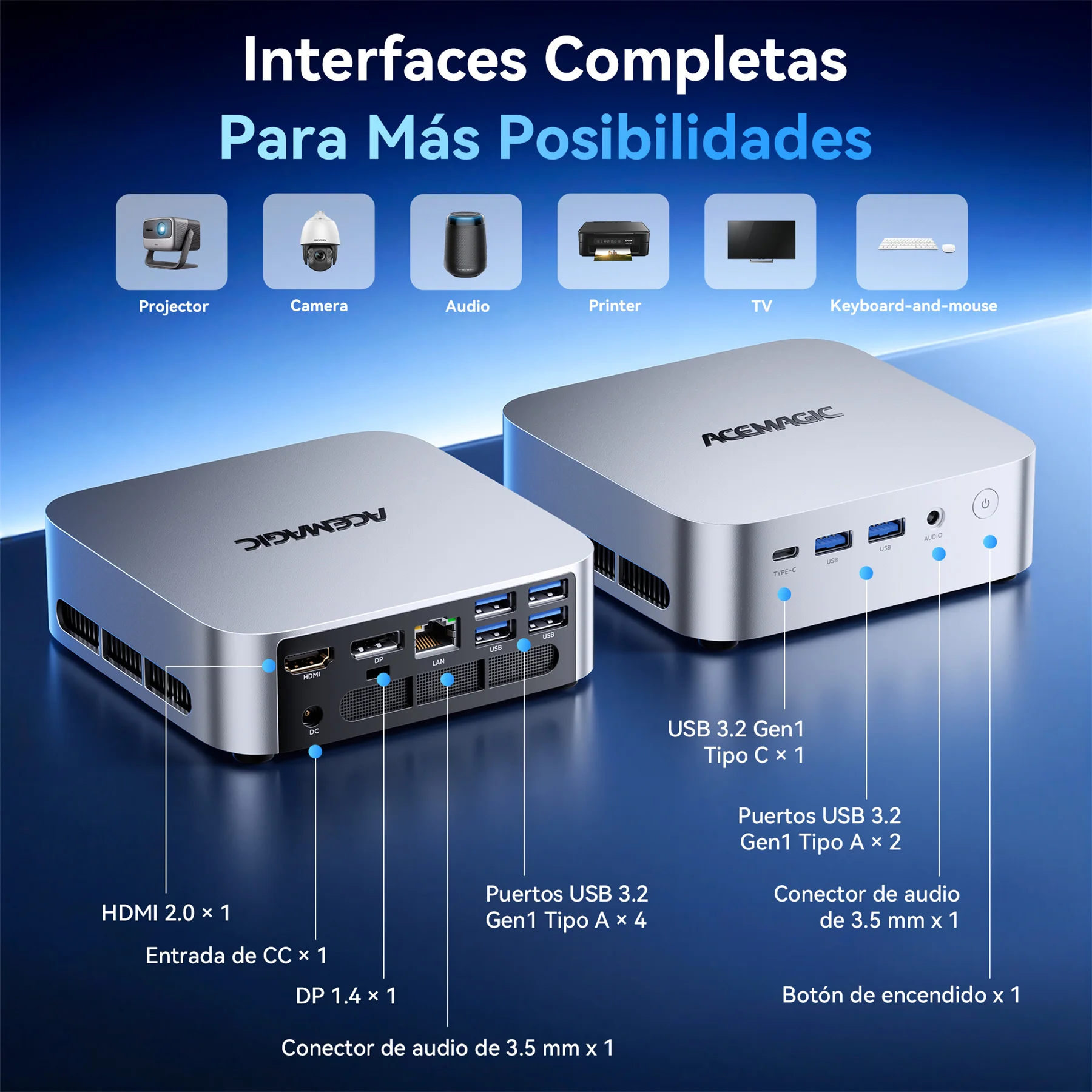 ACEMAGIC K1 Mini PC AMD Ryzen Embedded R2544 Processor 16GB DDR4 512GB M.2 2280 SSD Wifi5 BT4.2 UP TO 4TB Mini PC Windows 11 - immagine 4
