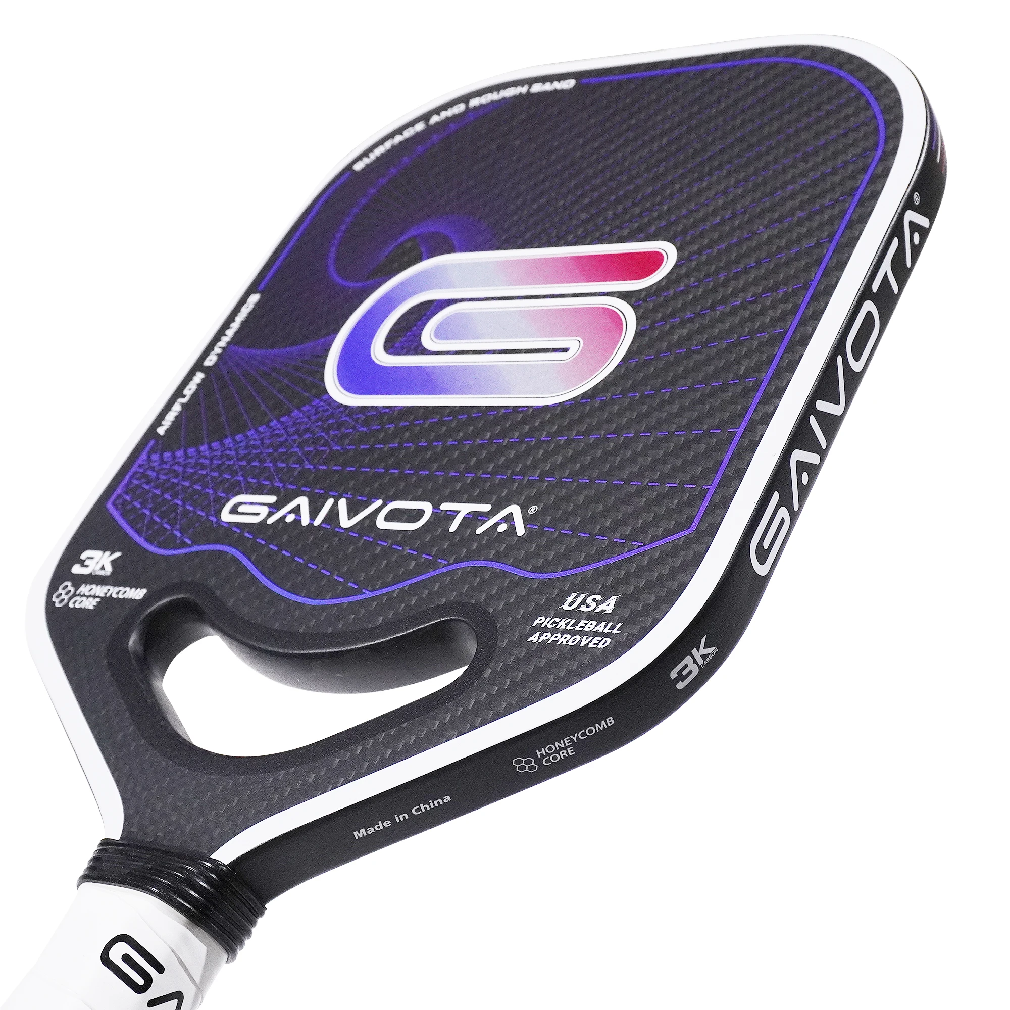 Pickleball Racket Carbon Fiber 3K Lightweight Frameless 16mm Surface Coarse Sand Rotation Control GAIVOTA-PK10 pickleball paddles set