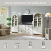 Modern Farmhouse  Wooden Display Cabinet with Large Hidden Drawer and Glass Doors, Versatile Bookshelf for Living Room, Bedroom 6