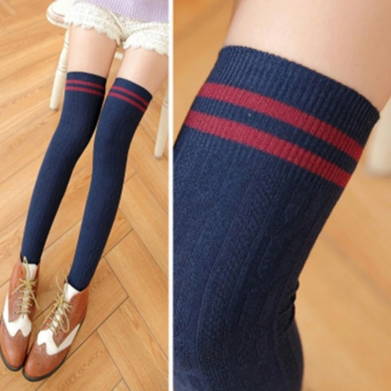 Women's Knit Cotton Stockings Female Thigh High Over The Knee Sock Long Cotton Stocking Girls Warm Knee Socks Clothing Accessory
