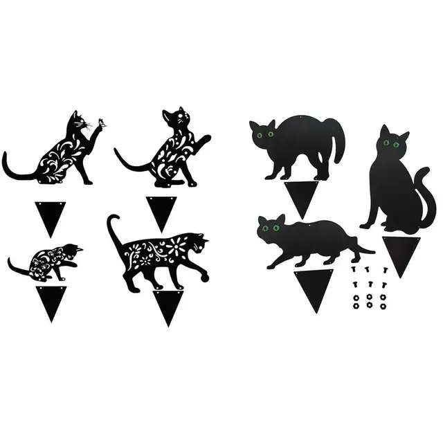 Fekete Macska Kerti Tét | Fém Szobor Sziluett Kialakítással 3/4Db Yards Jelek Az Udvari Gyep Ijesztő Dekoráció