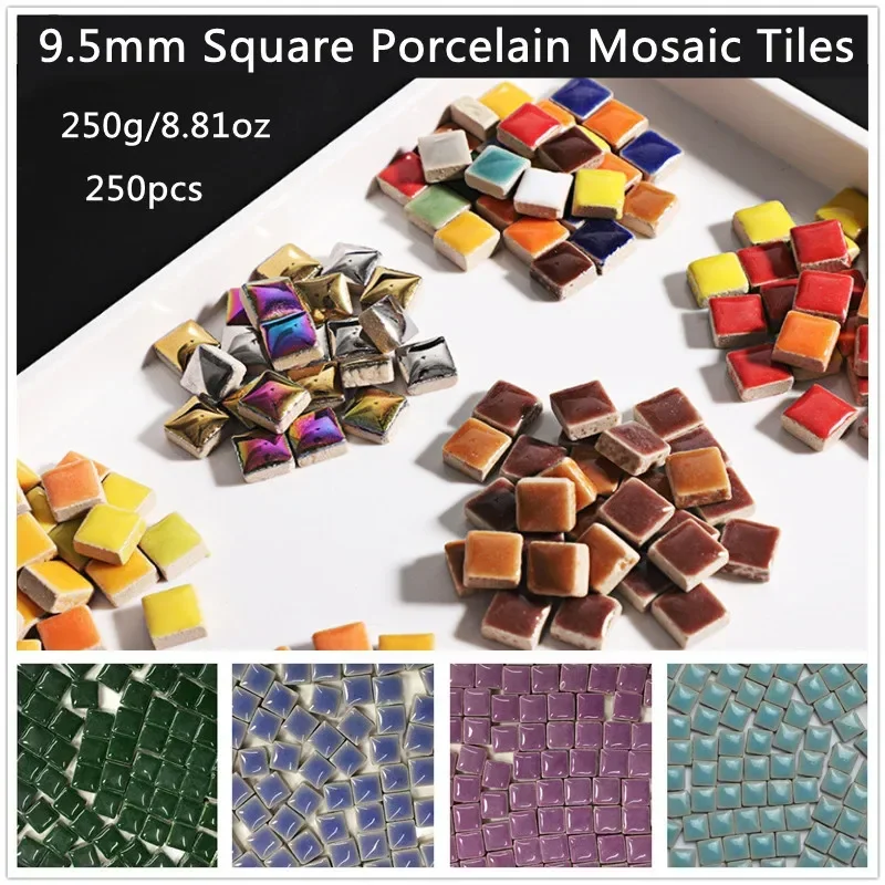 Porcelain Mosaic Tiles 250pcs 9.5mm Square 5mm Thickness For DIY Mosaic Craft