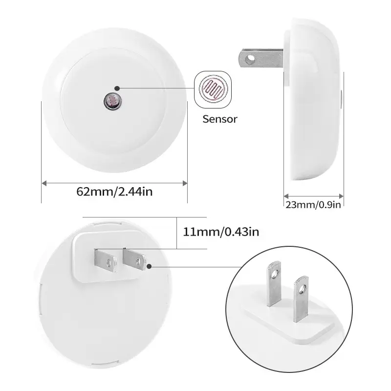 LED Night Light Plug in Dusk To Dawn Smart Sensor Auto Dim Into Wall Night Lamp for Bathroom Hallway Kitchen Stairway Bedroom - Image 6