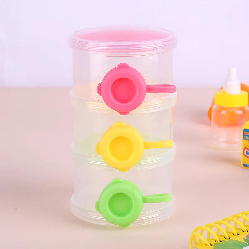 Baby Side Open Milk Powder Box Portable Outgoing Three Layer Split Pack Milk Powder Grid Moisture Proof and Dry Storage Box