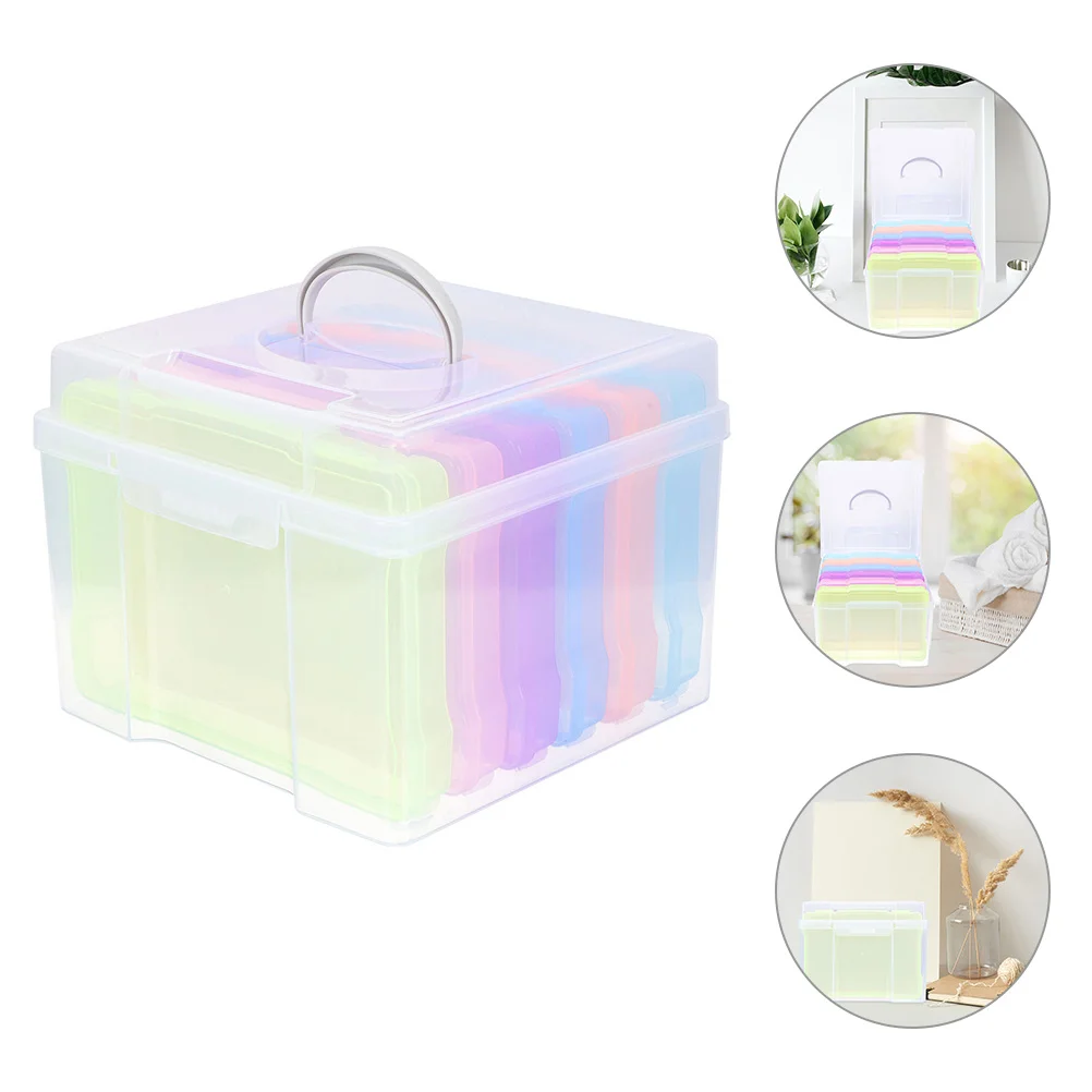 

Photo Storage Box Photos Container Boxes Stamp Desktop Card Holding Case Plastic Organizer Carry