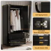 70" Wooden Wardrobe Closet with 2 Doors Drawer, Versatile Clothing Storage Cabinets with Hanging Rod, Black Children's Wardrobes 5