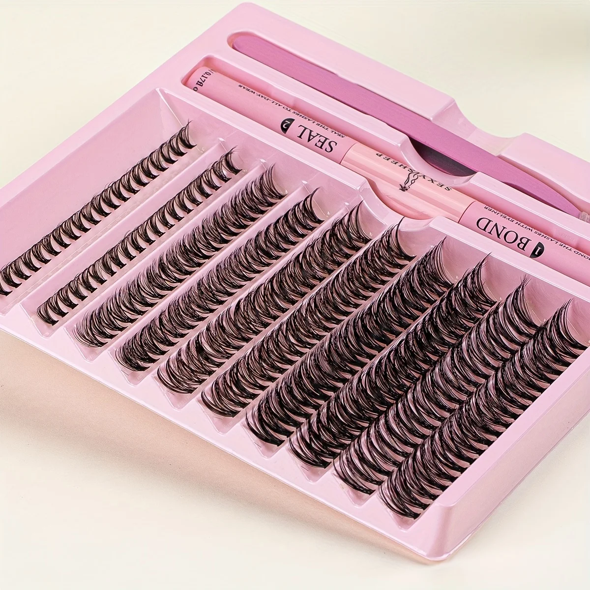 DIY Lash Extension Kit Cluster Eyelash tweezers Lash Bond Seal Glue Applicator Makeup Tool 200 pcs