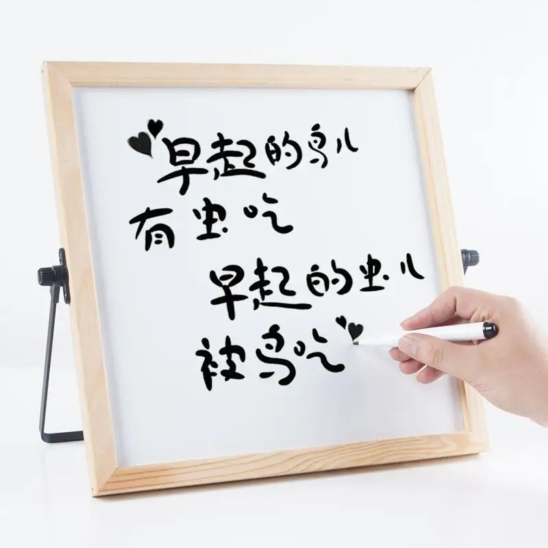 1Pc 30X30Cm 양면 나무 프레임 작은 칠판 화이트 보드 어린이 지울 수있는 자기 드로잉 보드 사무실 쓰기 보드