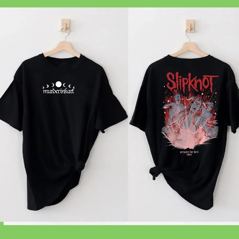 Rock Style Slipknots Printed Men T Shirts for Women Heavy Metal Tees Prepare for Hell Tour Streetwear T-shirt Cotton Casual Top 6