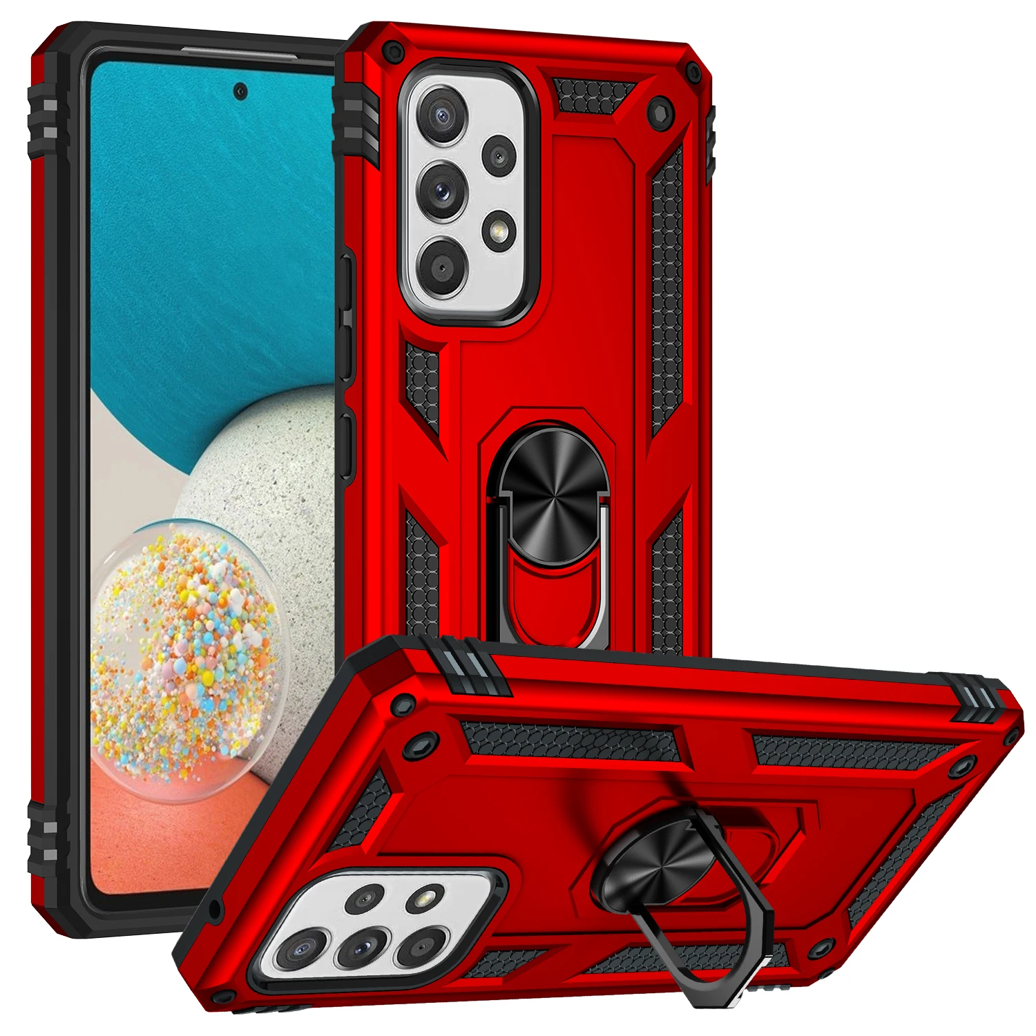 Armor Shockproof Case with Metal Car Ring Bumper Cover